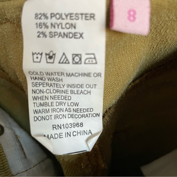 Lipstikgirls Corduroy Lime Green floral Embroidered Pants size 8 - Picture 6 of 10